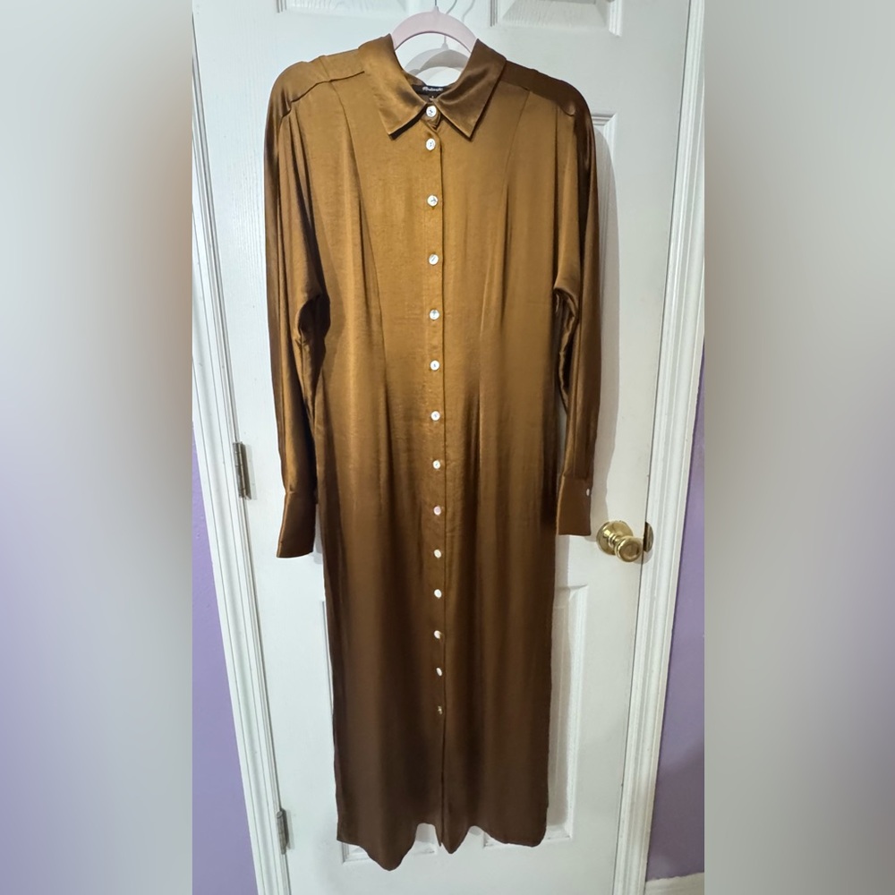 Madewell Long Sleeve Brown Shirt Dress